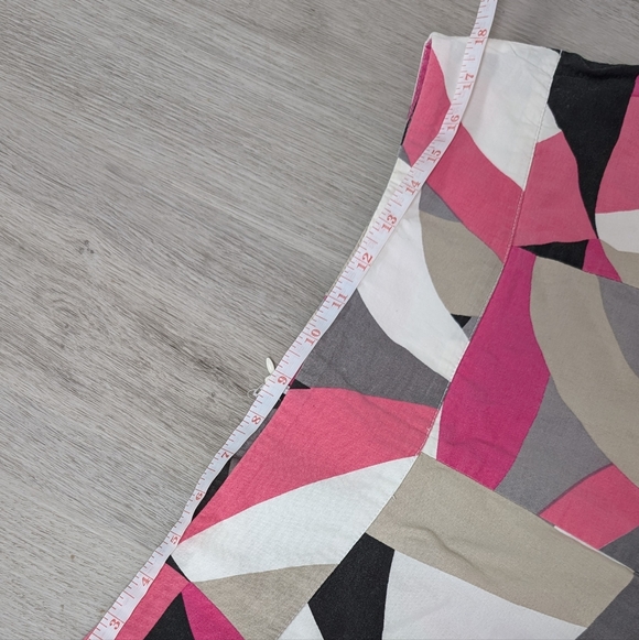 Ricki's Pink, Black & White Abstract Geometric A-Line Cotton Mini Skirt Size 12 - Picture 7 of 9